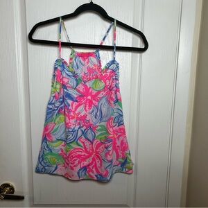 Lilly Pulitzer Silky Tank Top Size XXS pink/blue multi colored EUC